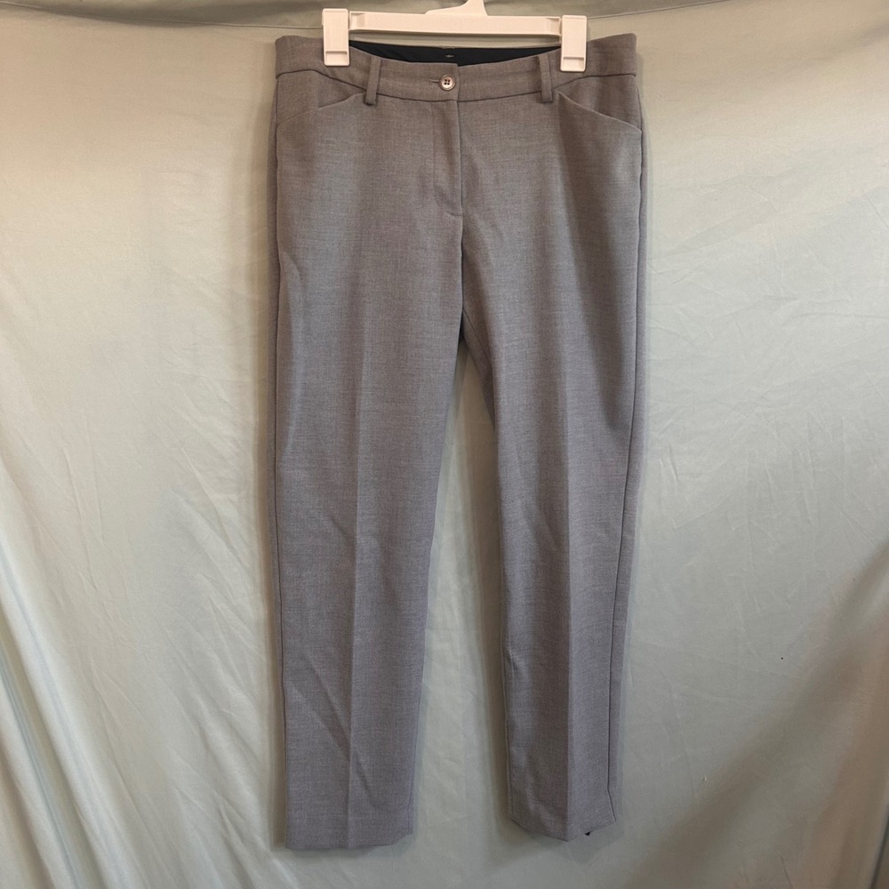 Talbots Hampshire Ankle Pants Gray Heather Slim Straight Dress Trousers 8